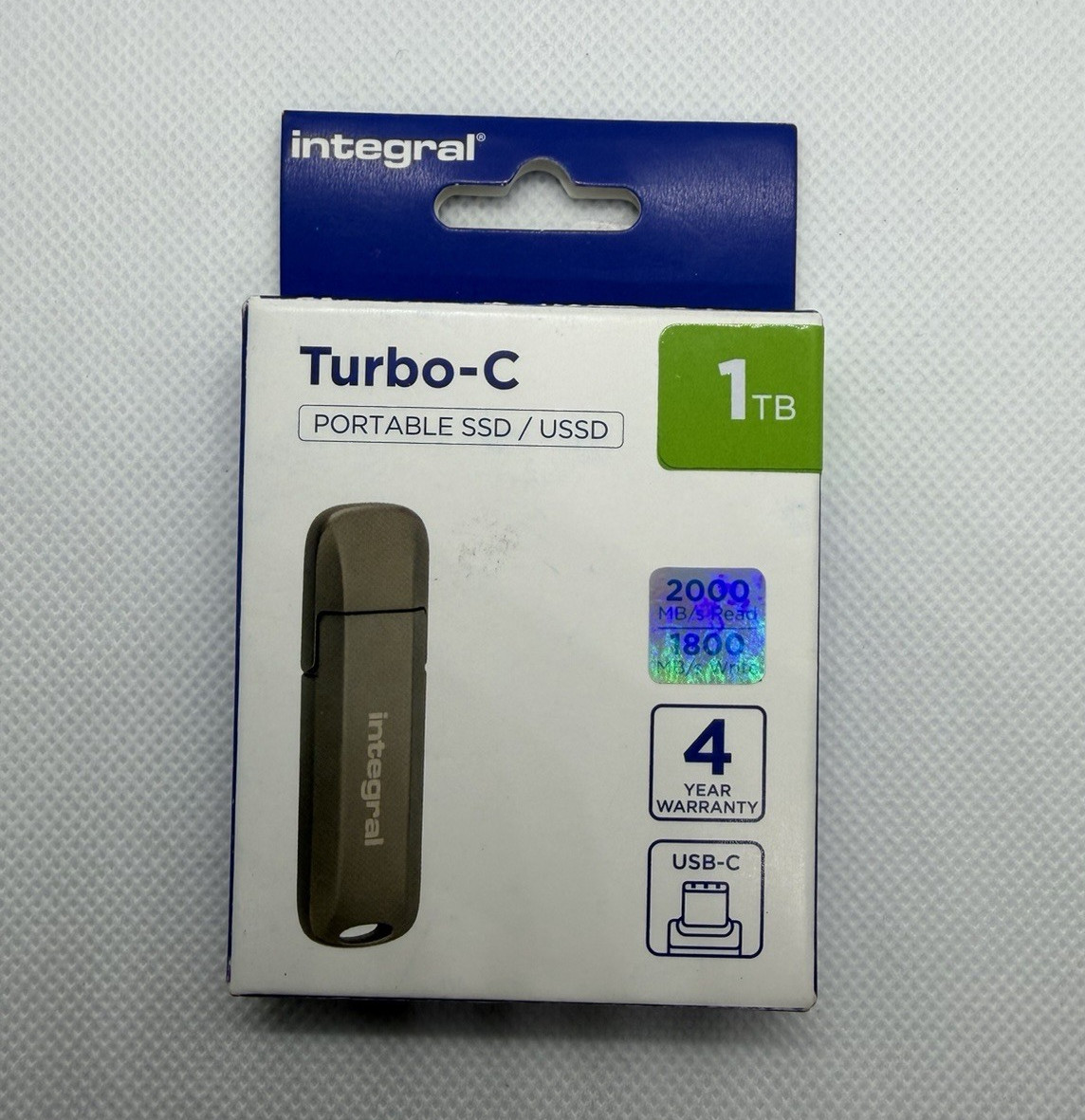 Integral Turbo-C Portable External SSD 1TB USB-C USB 3.2 Gen2x2 Grey