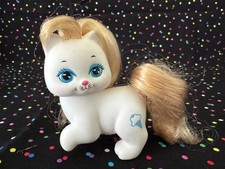 VINTAGE 1989 Mattel LITTLE PRETTY KITTY  FROSTY FUR  white & blue ice cream cone