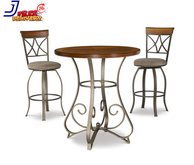 3 Piece Hamilton Pub Set Cherry (Table and 2 Swivel Bar Stools) FREE SHIPPING