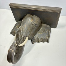Elephant Head Wall Shelf LARGE Approx 13" x 14" x 6" Carved Wood Thailand