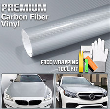 Silver Premium 5D High Gloss Carbon Fiber Vinyl Wrap Sticker Decal 48x60"