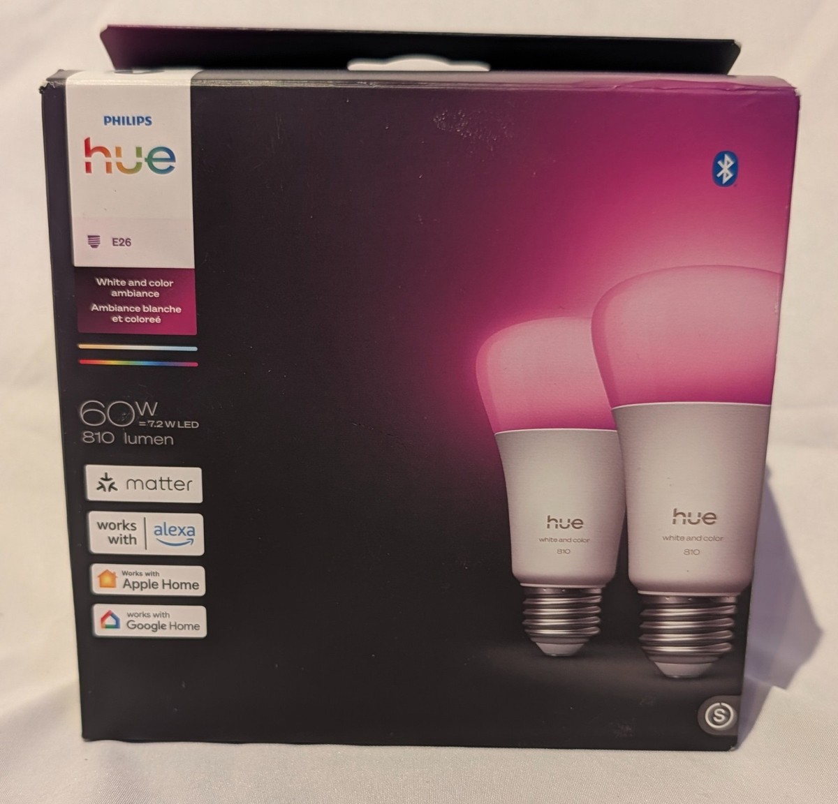 Philips Hue Set of two pack bulbs E26 White and color ambience for