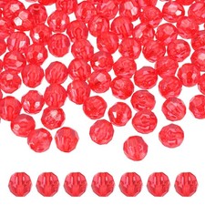 400 Pcs Acrylic Round Faceted Beads 8mm Loose Bead, Red