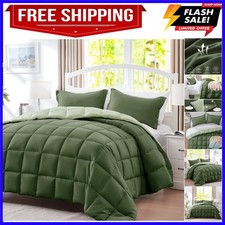 King Size Comforter Set - 3 Pieces Box Stitched Reversible Comforters King Si...