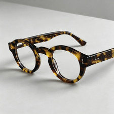 Retro Round Tortoise Shell Eyeglasses Handmade Acetate Glasses Frames Unisex