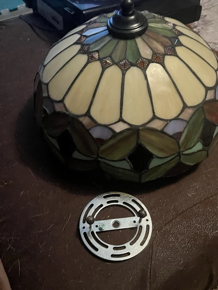 Vintage Tiffany Style Large Hanging Stained Glass Muti - Color Light - 14" Nice! - Image 4 of 4