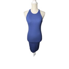 Fitted Sleeveless Rib-Knit Mini Dress in Blue Size Small Old Navy Free Shipping 