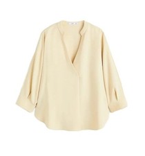 Mango Women’s Oversized Wrap Blouse – Beige / Cream – 3/4 Sleeve Size S