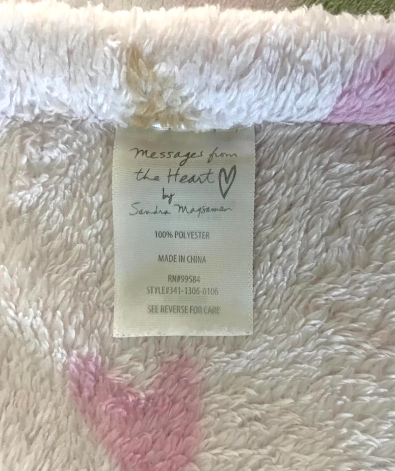 Messages From The Heart Light Pink Baby Blanket Soft Fleece Green Brown White - Image 3 of 4