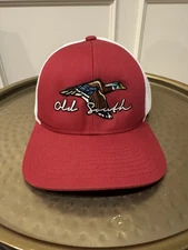 Old South Brand Snap Back Mesh Baseball Cap Red W/white Mesh With Mallard Logo