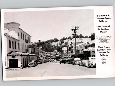 c1945 Sonora Inn & Main Street Sonora California CA Frashers RPPC Real Photo Pos
