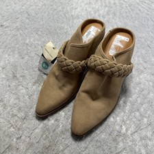 Universal Thread Avis Mule Heels Taupe Braided Faux Suede Womens US Size 9.5