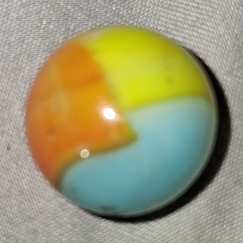 Colorful Patches Style Machine Made Glass Toy Marble Orange Yellow Blue 0.607"