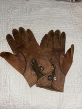 Vintage Leather Gloves Button Wrist Lambskin Lined Size L-XL 1960's