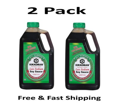 Kikkoman Less Sodium soy sauce, 40 oz Each ( 2 Pack) Free Shipping........