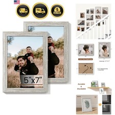 5x7 Picture Frame Set of 2 Gray Wall Gallery Photo Frames for Certificates