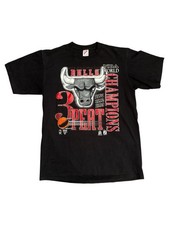 Vintage 90s Chicago Bulls Repeat 3 Peat Champions T-Shirt L Single Stitch
