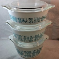Pyrex Vintage Amish Butterprint Cinderella Stacking Casserole Set Lids