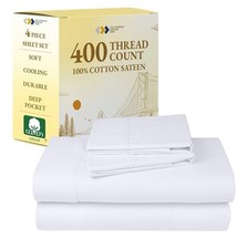 NEW California Design Den California King Sheet Set 100 Cotton- White