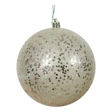 Vickerman 4.75" Plastic Ball Ornaments in Sequin Champagne Gold (Set of 4)