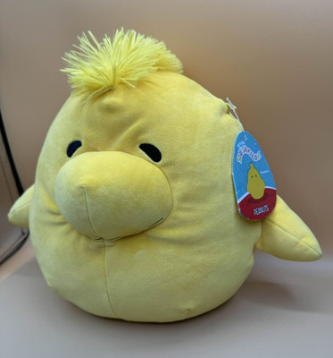 Squishmallow Woodstock Peanuts 12'' Plush Yellow Bird Fuzzy Hair New With Tags