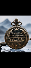 To My Grandson Pocket Watch Sentimental Keepsake Gift Quartz With Chain