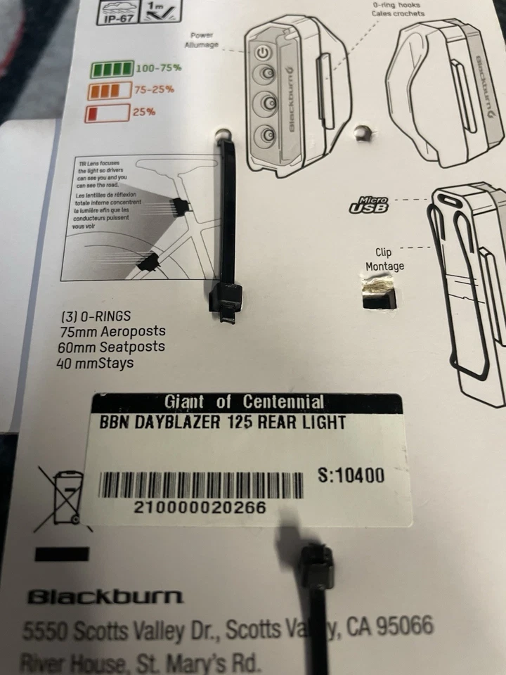 Blackburn LED Bike Rear Light Dayblazer 125 Rear Bicycle Tail Light 7097042 - Image 3 of 4