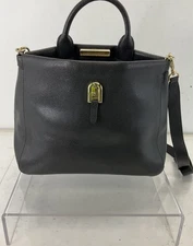 Furla Black Pebbled Leather Satchel Handbag