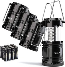 VONT 4 PACK LED CAMPING LANTERN, LED LANTERNS COLLAPSIBLE - 4 PACK BLACK