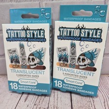 2 Boxes- Smart Care Teal Tattoo Style Translucent Waterproof Adhesive Bandages