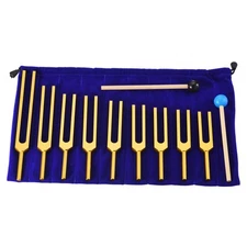 9 x Tuning Fork Set Tuning Forks Aluminium Alloy for Instrument Treatment Golden