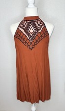 Tallow X Free People Burnt Orange NavyMini Dress Mesh & Embroidered Chest X