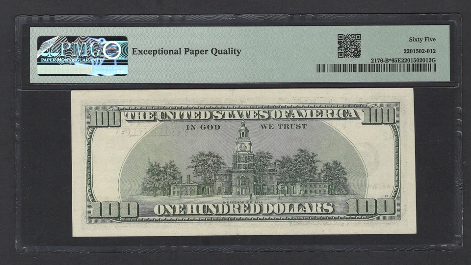 United States-Federal Res 100 Dollars 1999 Fr#2176-B* (BB* Block)UNC Grade 65 - Image 2 of 2