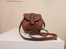 TAN LEATHER MINI ADJUSTABLE SHOULDER STRAP CROSS BODY SADDLE BAG