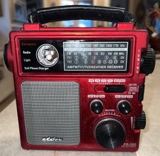 Eton FR-300 Emergency AM/FM Radio Red Carrying Case Adapters NOAA Weather Storm