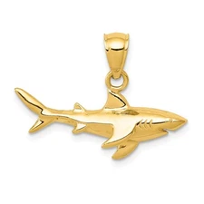 14k Yellow Gold Shark Pendant