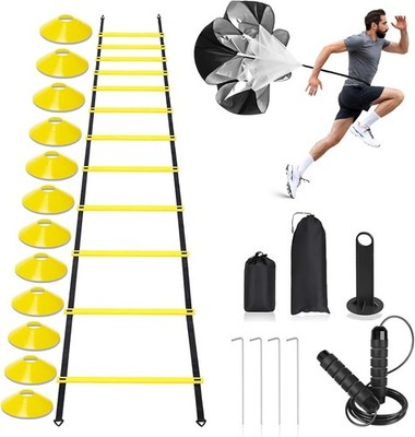 20ft Agility Ladder Set w/ Cones Rope
