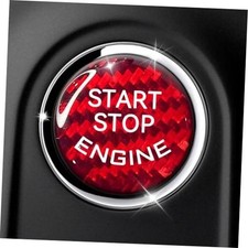 Car Push Start Button Cover Carbon Fiber Engine Push Start Stop Button Red