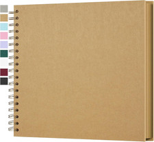 10 x 10 Inch DIY Scrapbook Photo Album Hardcover Kraft Blank Page Acid-Free, 40