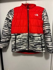 The North Face Red/White Full Zip Puffer Jacket, Youth Boys XL 14/16 Reversible