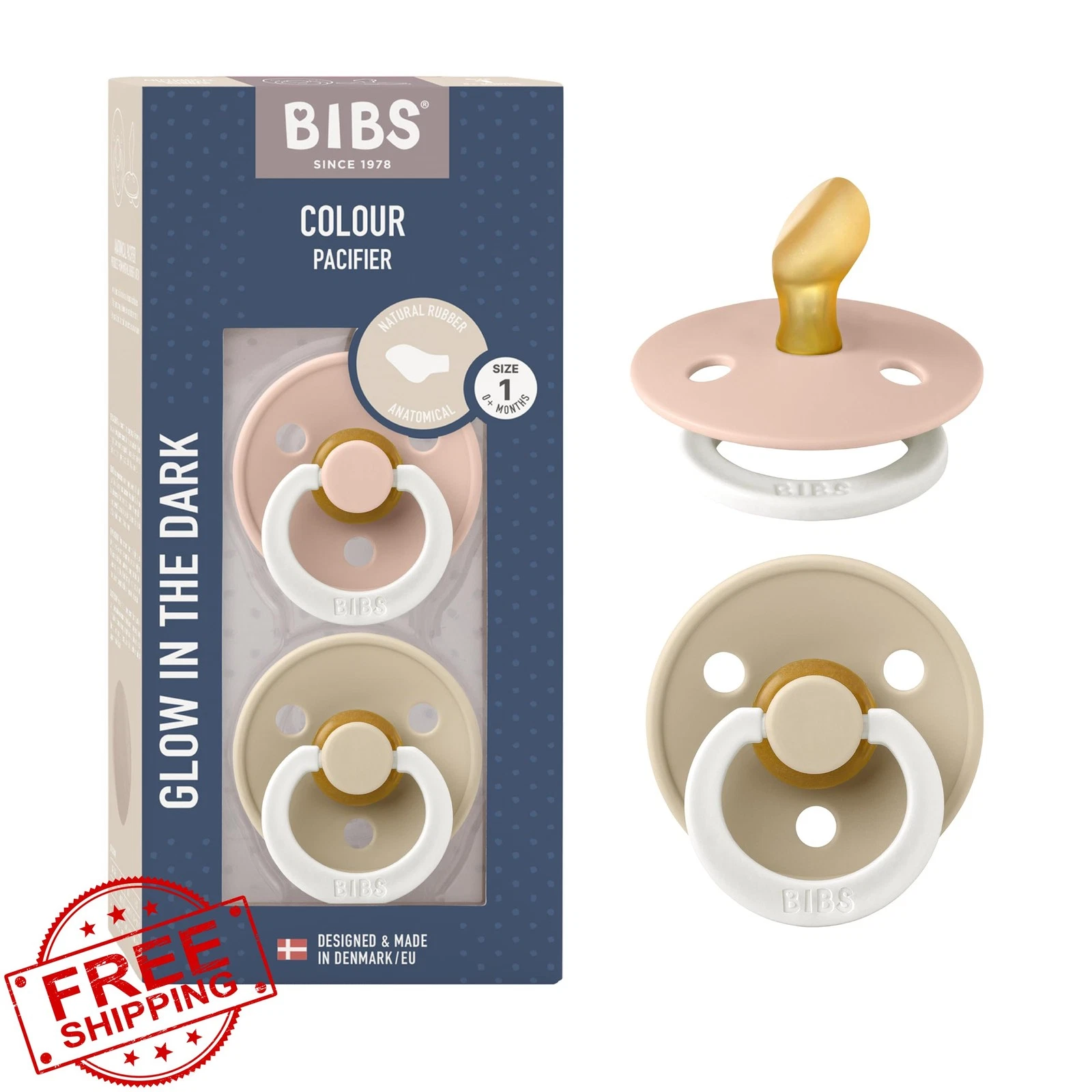 Bibs Pacifiers 0-6M Blush Glow Vanilla Glow