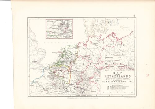 Carte / Bataille Plan ~ Pays-Bas Campagnes De 1792 - 1795 - Photo 1/1