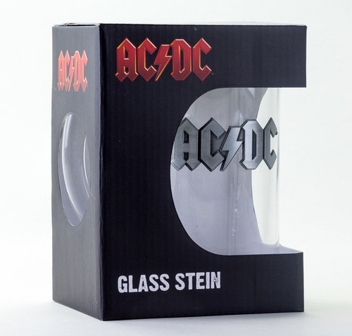 OFFICIAL AC/DC ACDC METAL LOGO GLASS BEER STEIN ALE TANKARD NEW & GIFT ...