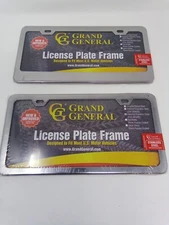 2 x Grand General License Plate Frame with 2 Holes Stainless Steel 60445