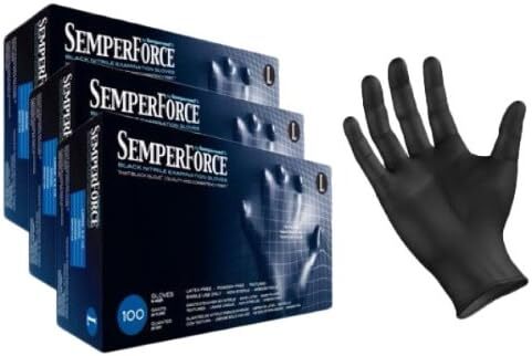 Guantes de examen de nitrilo negros, sin polvo, sin látex, Semperforce, 100/caja grande - Imagen 1 de 2