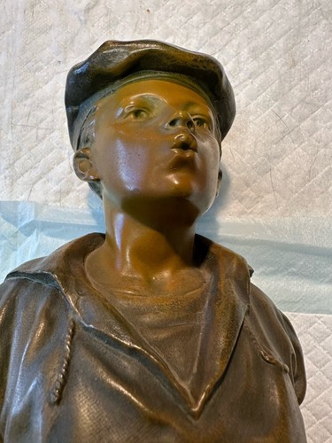 Antique Vintage Bronze Statue Le Siffleur The Whistler After Halfdan Hertzberg - Picture 14 of 15