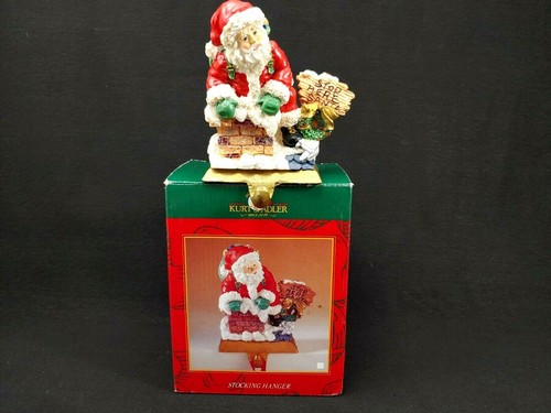 Kurt S Adler Christmas Stocking Hanger Resin Santa Stop Here Chimney HTF - 第 1/12 張圖片