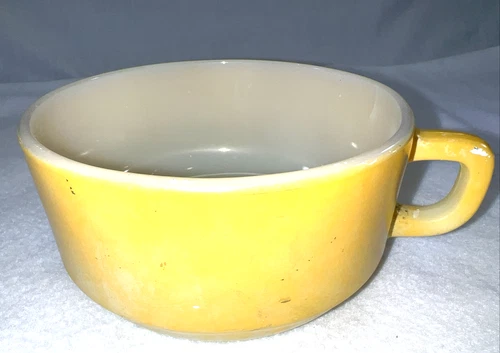 Vintage Coffee Mug Anchor Hocking Fire King Stackable Yellow Oven Proof