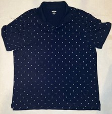 Old Navy Mens Regular Size XXL Blue Short Sleeve Anchor Themed Polo Shirt