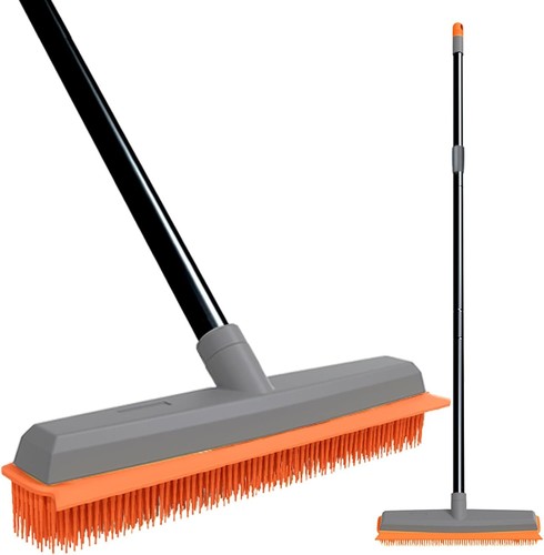 Rubber Broom Carpet Rake Pet Hair Remover for Floor Tile Window Cleaning